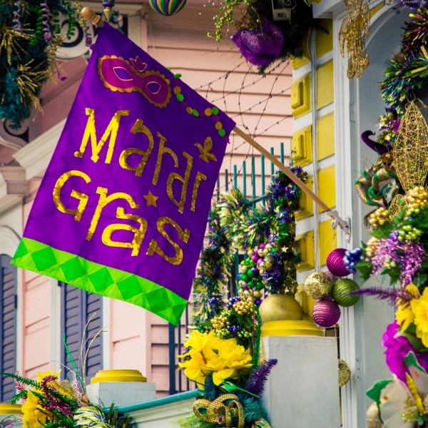 Colorful decorations for the Mardi Gras celebrations in New Orleans