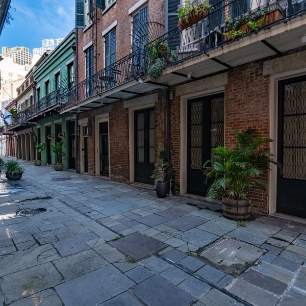 The famous Exchange Place in the historic French Quarter of New Orleans, Louisiana.