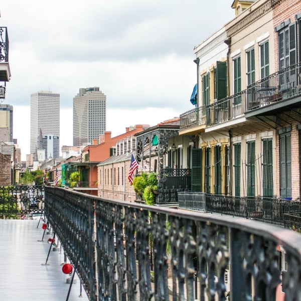 View from the French Quarter in new orleans to Downtown