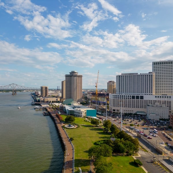 Aerial photo Woldenberg Park New Orleans LA USA
