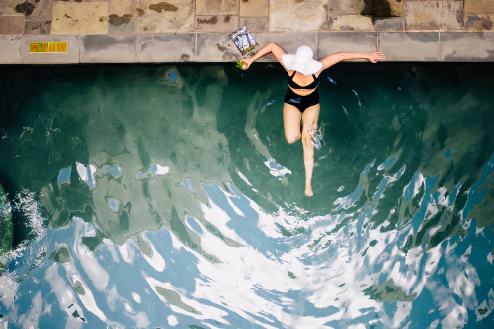 woman in pool